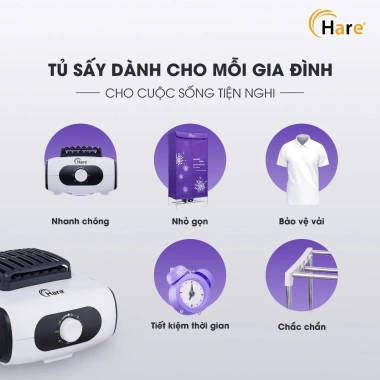 Tủ sấy quần áo Hare khô nhanh êm khử khuẩn không ồn - Bảo hành 12 tháng - 586.300₫ 3