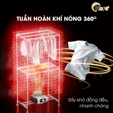 Tủ sấy quần áo Hare khô nhanh êm khử khuẩn không ồn - Bảo hành 12 tháng - 586.300₫ 5