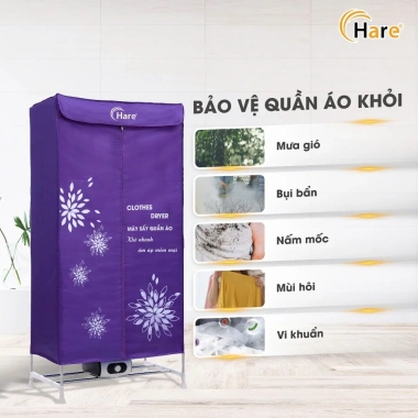 Tủ sấy quần áo Hare khô nhanh êm khử khuẩn không ồn - Bảo hành 12 tháng - 586.300₫ 6