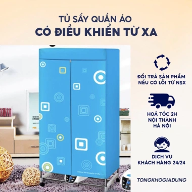 Tủ sấy quần áo khung inox 2 tầng - Chỉ dẫn từ xa, sấy y phục nhanh khô, Bảo hành 12 tháng, giá ưu đãi 225.000₫