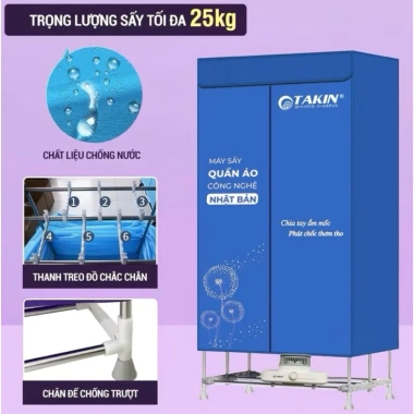 Tủ Sấy Quần Áo Khung Thẳng TAKIN TK6.212 1.500W 2 Tầng - Sấy 25kg, Giá 785.000đ