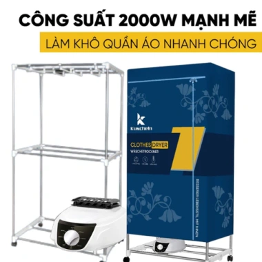 Tủ Sấy Quần Áo KUSCHELN 2.000W – Tốc Độ Nhanh, Khử Mùi, Giữ Hương Thơm, 949.000₫