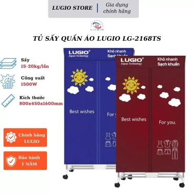 Tủ sấy quần áo LUGIO LG-2.168TS - Công suất mạnh, khô nhanh, giảm giá 940k