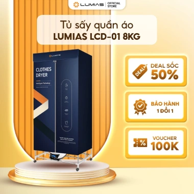 Tủ sấy quần áo Lumias LCD-01 8kg UV + Ion âm - Loại bỏ mùi hôi, ẩm mốc, giảm còn 1.282.000₫