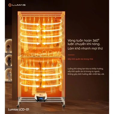 Tủ sấy quần áo Lumias LCD-01 8kg UV + Ion âm - Loại bỏ mùi hôi, ẩm mốc, giảm còn 1.282.000₫