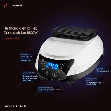 Tủ sấy quần áo Lumias LCD-01 8kg UV + Ion âm - Loại bỏ mùi hôi, ẩm mốc, giảm còn 1.282.000₫