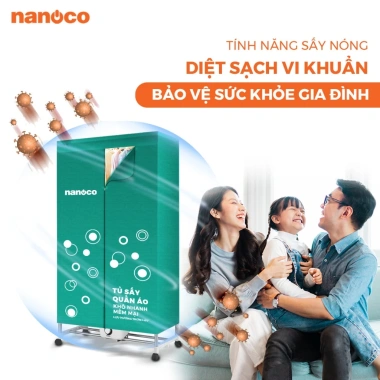 Tủ sấy quần áo Nanoco NCD1.502 màu xanh 1.500W, sức chứa tối đa 20kg - Giá giảm 1.045.000 VND 3