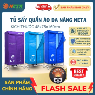 Tủ sấy quần áo NETA 1.500W chính hãng - Diệt khuẩn, sấy nhanh mùa mưa, bảo hành 12t, 500.000 VND