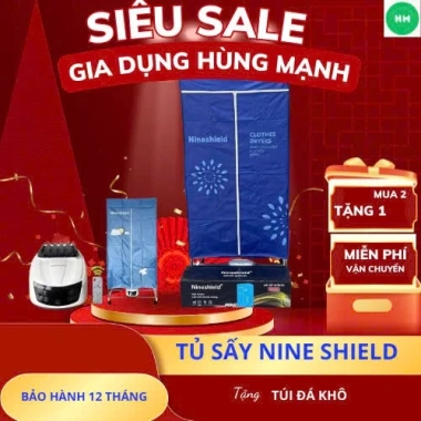Tủ sấy quần áo Nineshield cỡ lớn 1.500W Khô nhanh, bảo hành 12 tháng, chỉ 299.000₫