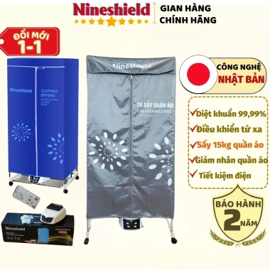 Tủ sấy quần áo Nineshield KB009 1.300W khử khuẩn, sấy khô 20kg, gấp gọn, giảm giá 689k Tủ sấy quần áo Nineshield KB009 1.300W khử khuẩn, sấy khô 20kg, gấp gọn, giảm giá 689k