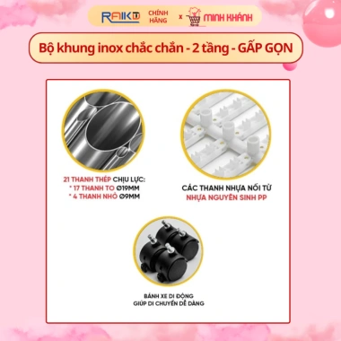 Tủ sấy quần áo RAIKA RKSQA-C01 2.000W - Sấy khô diệt khuẩn, to 1,7m, gấp gọn, chỉ 1,099,000₫
