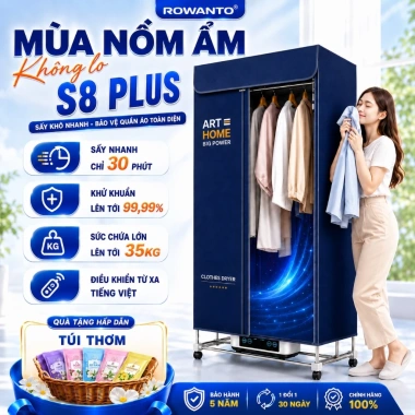 Tủ sấy quần áo ROWANTO 1.7M gấp gọn 2.000W - Sấy nhanh, khử khuẩn ION, giá 1,300,000 VND