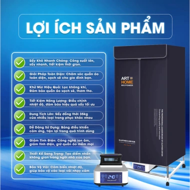 Tủ sấy quần áo ROWANTO S8+ cao 1m7 1.850W, sấy thơm, khử khuẩn ION, bảo hành chính hãng 7