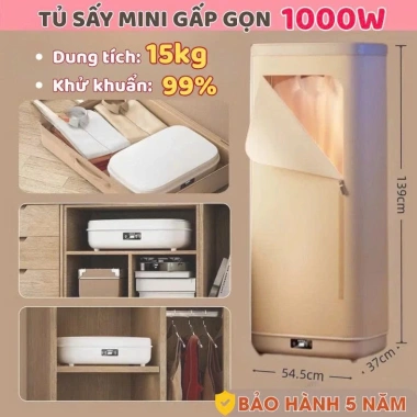 Tủ sấy quần áo Rowanto S8 Plus 1.850W - Khử khuẩn ion âm, giá chỉ 659.000đ