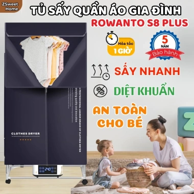 Tủ Sấy Quần Áo Rowanto S8 Plus - An Toàn, Diệt Khuẩn, Giữ Sạch, Năng Lượng Hiệu Quả