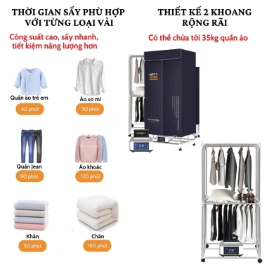 Tủ Sấy Quần Áo Rowanto S8 Plus - An Toàn, Diệt Khuẩn, Giữ Sạch, Năng Lượng Hiệu Quả