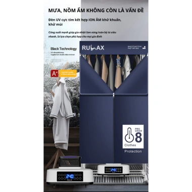 Tủ Sấy Quần Áo RULAX Hoả Tốc Nội Thành HN - Anion, Công Suất Mạnh, Giá 775k