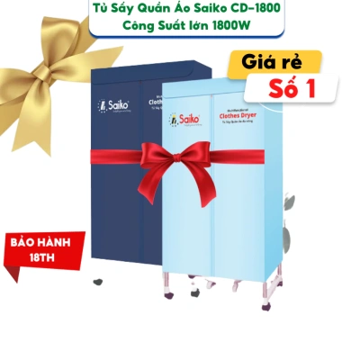 Tủ sấy quần áo Saiko Nhật Bản CD-1.800 1.800W đa năng - Bảo hành 18 tháng, giá chỉ 802.620₫