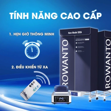 Tủ sấy quần áo siêu tốc Rowanto – Làm thơm, phẳng, bảo vệ vải, bảo hành 12 tháng, giá ưu đãi 1,350,000₫