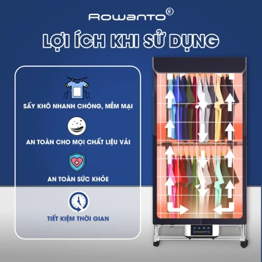 Tủ sấy quần áo siêu tốc ROWANTO S6+ 1.5m đa năng 1.550W, khử khuẩn ION âm, 3 mùi thơm - 1.48tr 2