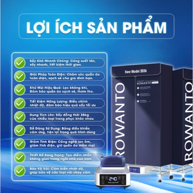 Tủ Sấy Quần Áo Siêu Tốc ROWANTO S8+ 1m7 1.850W Đa Năng 5 Hương Thơm Giá 1.48tr