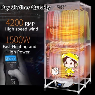 Tủ sấy quần áo tiết kiệm 50% điện, khử mùi diệt khuẩn, gió xoay 360 độ, gấp gọn tiện lợi 6