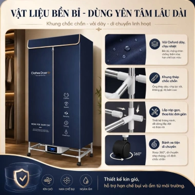 Tủ Sấy Quần Áo Zlife Z28 Plus 2.200W Gấp Gọn, Sấy Nhanh, Khử Khuẩn ION - 1.219.000₫ 6 Tủ Sấy Quần Áo Zlife Z28 Plus 2.200W Gấp Gọn, Sấy Nhanh, Khử Khuẩn ION - 1.219.000₫ 6