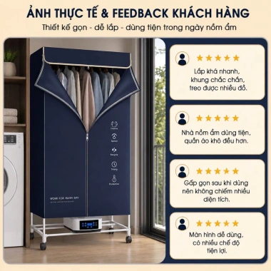 Tủ Sấy Quần Áo Zlife Z28 Plus 2.200W Gấp Gọn, Sấy Nhanh, Khử Khuẩn ION - 1.219.000₫