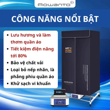 Tủ sấy ROWANTO S8 S6 Plus 1.7m, 1.850W, sấy thơm, ION, bảo hành 24t - Giá 1,08 tr