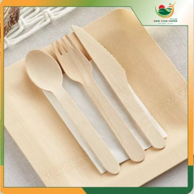 Túi 100 cái nĩa dao muỗng gỗ dùng 1 lần cao cấp, an toàn môi trường, giá 37.808₫