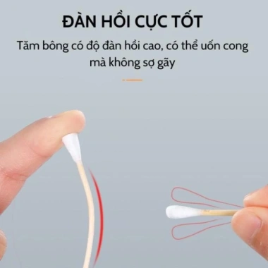Túi 100c Bông Ngoáy Tai Vệ sinh tai - Cán Gỗ chất lượng, Giá chỉ 17.900 VND 3