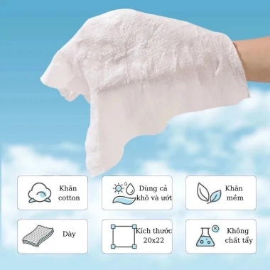 Túi 20 viên Khăn Mặt Cotton, Khăn Giấy Nén 24×30cm Dùng 1 Lần Nhỏ Gọn, Tiện Lợi