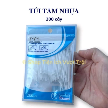 Túi 200 tăm răng nhựa nguyên sinh dẻo dai không ẩm mốc vệ sinh sạch giá 40.000₫ 9