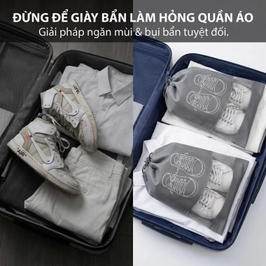 Túi bảo quản giày dép chống nước, dây rút gọn gàng, 2 size, chỉ 12.000₫ 7
