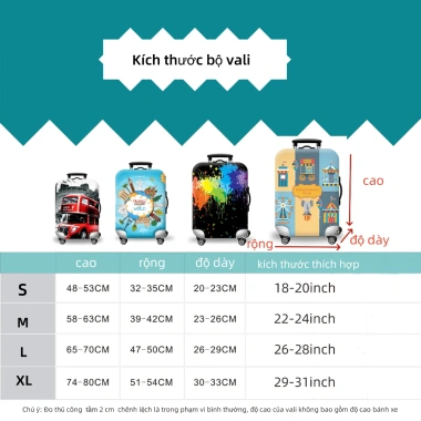 Túi bọc bảo vệ vali - Áo vỏ bọc 4 chiều thun siêu dày, giảm giá tới 22% - Chỉ 159.280 VND 8