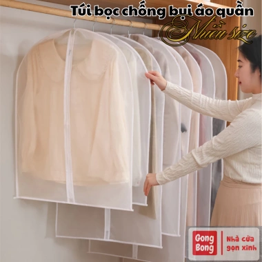 Túi bọc kín quần áo PEVA dày chống bụi ẩm mốc, có khóa, treo tủ - 2.800đ