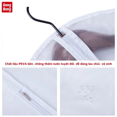 Túi bọc kín quần áo PEVA dày chống bụi ẩm mốc, có khóa, treo tủ - 2.800đ