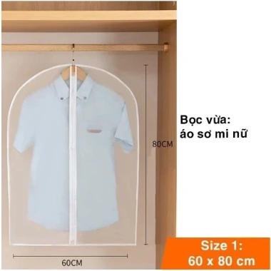 Túi bọc quần áo PEVA chống bụi ẩm mốc, có khóa, treo tủ, trùm áo Vest - Giá chỉ 14.900đ