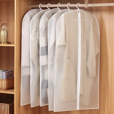 Túi bọc quần áo PEVA dày chống bụi, khóa chống thấm, treo tủ gọn Giá 51.000₫