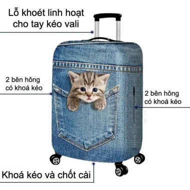 Túi bọc vali áo trùm màu be co giãn 4 chiều chống trầy, chống bụi, giá 78.000đ