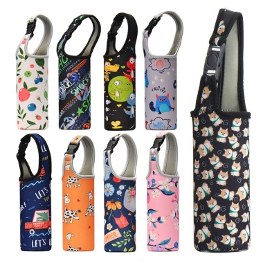 Túi Chai Nước Di Động Giá Đỡ Tumbler Dễ Thương, Có Dây Đeo, Cách Nhiệt, Phù Hợp Du Lịch Ngoài Trời
