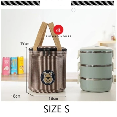 Túi cơm giữ nhiệt Gấu Bear SUZUKO HOUSE TC29 – Thiết kế tròn cầm tay, lót khóa kéo, tiện dụng văn phòng