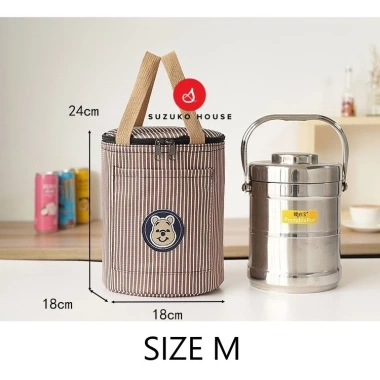 Túi cơm giữ nhiệt Gấu Bear SUZUKO HOUSE TC29 – Thiết kế tròn cầm tay, lót khóa kéo, tiện dụng văn phòng 3 Túi cơm giữ nhiệt Gấu Bear SUZUKO HOUSE TC29 – Thiết kế tròn cầm tay, lót khóa kéo, tiện dụng văn phòng 3