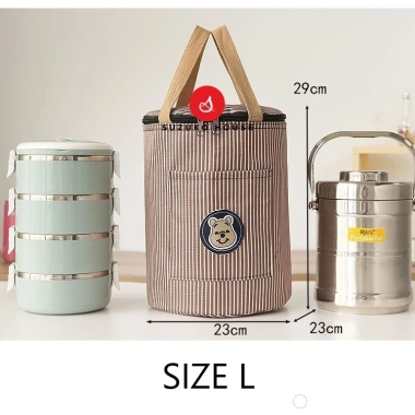 Túi cơm giữ nhiệt Gấu Bear SUZUKO HOUSE TC29 – Thiết kế tròn cầm tay, lót khóa kéo, tiện dụng văn phòng