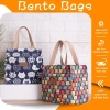 Túi cơm văn phòng giữ nhiệt size lớn, họa tiết Nhật Bản, vải canvas cao cấp BENTO BAGS TV03