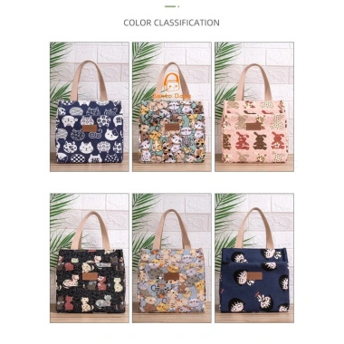 Túi cơm văn phòng giữ nhiệt size lớn, họa tiết Nhật Bản, vải canvas cao cấp BENTO BAGS TV03