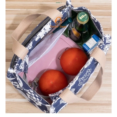 Túi cơm văn phòng giữ nhiệt size lớn, họa tiết Nhật Bản, vải canvas cao cấp BENTO BAGS TV03