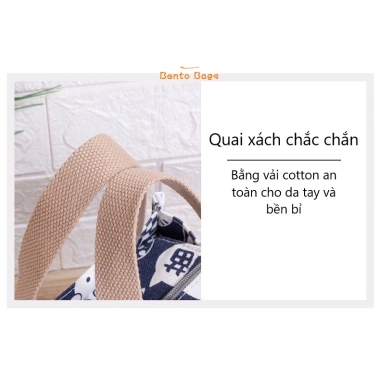 Túi cơm văn phòng giữ nhiệt size lớn, họa tiết Nhật Bản, vải canvas cao cấp BENTO BAGS TV03