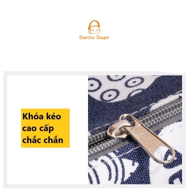 Túi cơm văn phòng giữ nhiệt size lớn, họa tiết Nhật Bản, vải canvas cao cấp BENTO BAGS TV03