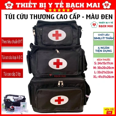 Túi Cứu Thương Đen 4 Kích Thước Đủ Size - Túi Y Tế Chuẩn BYT Giá Ưu Đãi 133k